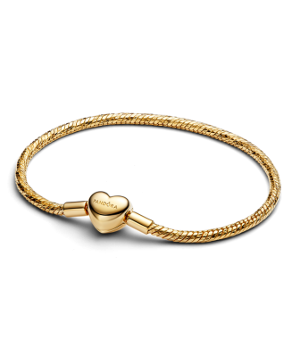Pulseira Dourada Snake Fecho Coração