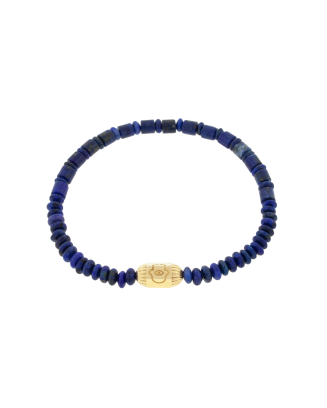 Pulseira Hamsa Ouro Amarelo E Lapis Lazuli