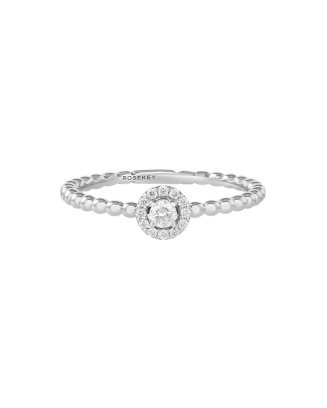 Anel Ouro Branco E Diamantes