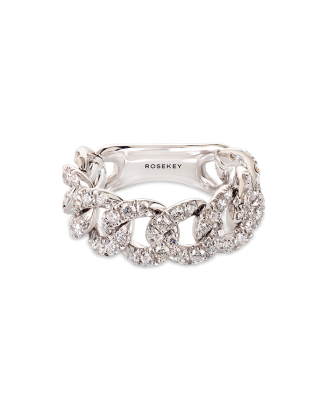 Anel Links Ouro Branco E Diamantes