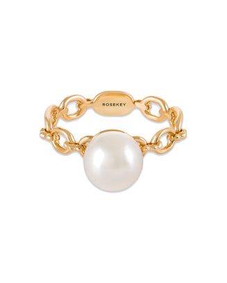 Anel Justify my Love Ouro Amarelo E Pérola