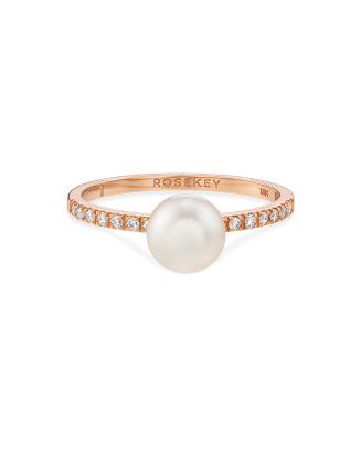 Anel Ouro Rosa, Pérola E Diamantes