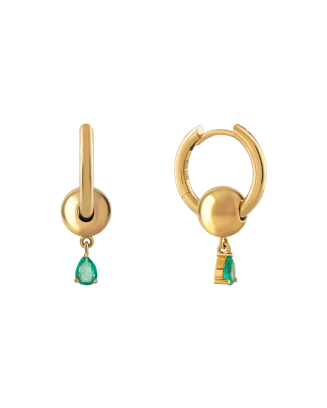 Brincos Love Is The Air Ouro Amarelo E Esmeraldas