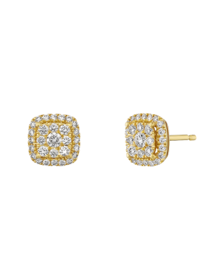 Brincos &Eacute;pure Cushion Ouro Amarelo e Diamantes