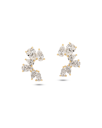 Brincos Secret Garden Ouro Amarelo E Diamantes