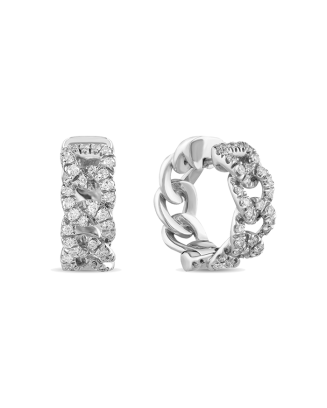 Brincos Links Ouro Branco E Diamantes