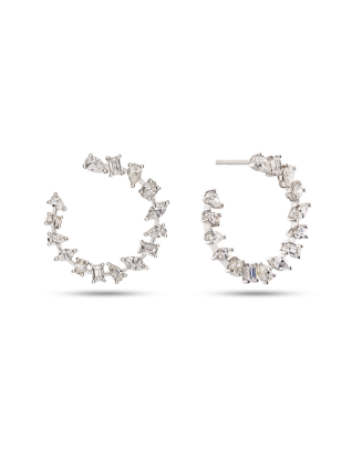 Brincos Ouro Branco E Diamantes