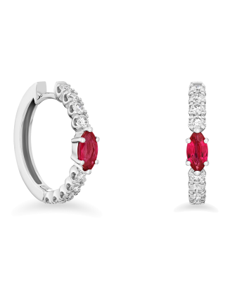 Brincos Diamantes E Rubis Marquise