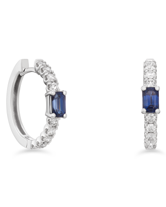Brincos Diamantes E Safiras Azuis Esmeralda