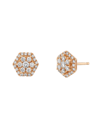 Brincos &Eacute;pure Hexa Ouro Rosa e Diamantes