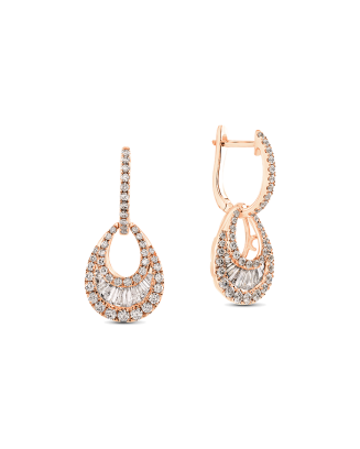 Brincos Ouro Rosa E Diamantes