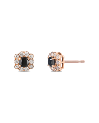 Brincos Ouro Rosa, Diamantes Pretos e Diamantes
