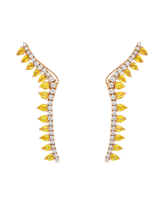 Brincos Ouro Rosa, Safiras Amarelas E Diamantes