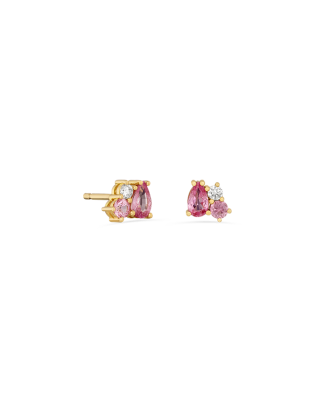 Brincos Gooseberry Ouro Rosa, Safiras Rosa E Diamantes
