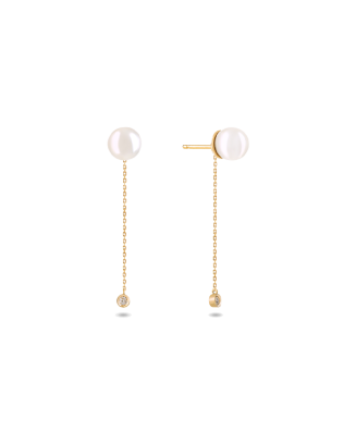 Brincos Love me Forever Ouro Amarelo, Pérolas E Diamantes