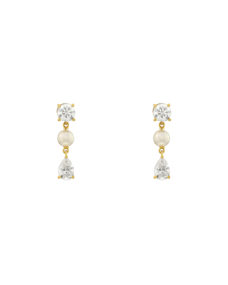 Brincos Soulmate com Pérola Akoya, Diamante Pera e Brilhante