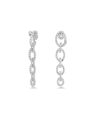 Brincos Links Ouro Branco E Diamantes