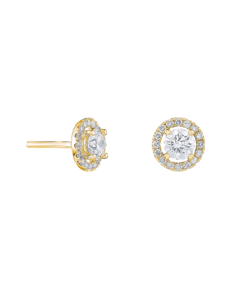 Brincos Halo Diamantes Ouro Amarelo 0.30ct