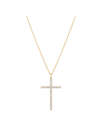 Colar Cruz em Ouro Amarelo com Diamantes
