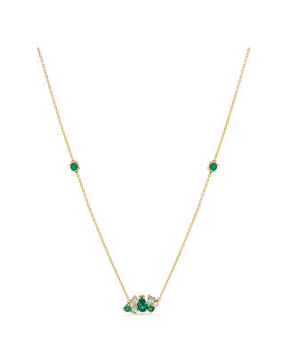 Colar Gooseberry Ouro Amarelo, Esmeraldas E Diamantes