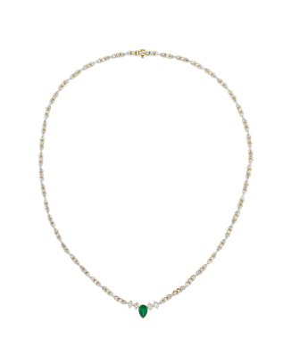 Colar Willow Ouro Amarelo, Esmeralda E Diamantes