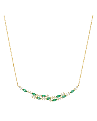 Colar Secret Bloom Ouro Amarelo, Esmeraldas e Diamantes