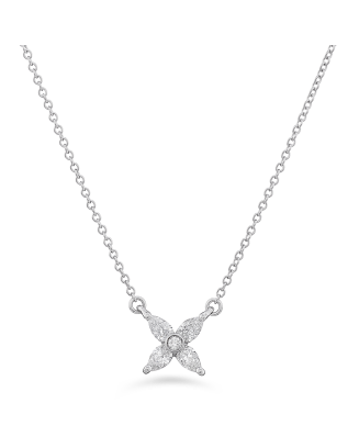 Colar Flor Ouro Branco E Diamantes