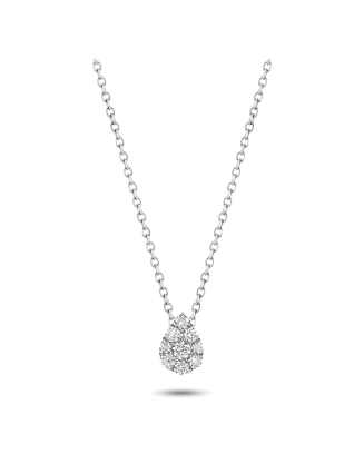 Colar Pêra Ouro Branco E Diamantes