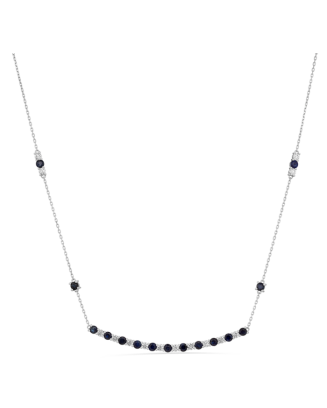 Colar Primrose Ouro Branco, Safira Azuis E Diamantes