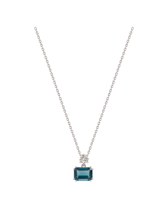 Colar Polaris Ouro Branco, Diamante e Top&aacute;zio