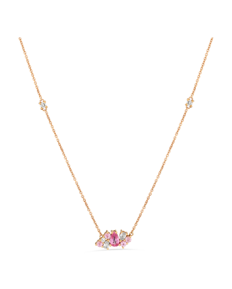 Colar Gooseberry Ouro Rosa, Safira Rosa E Diamantes