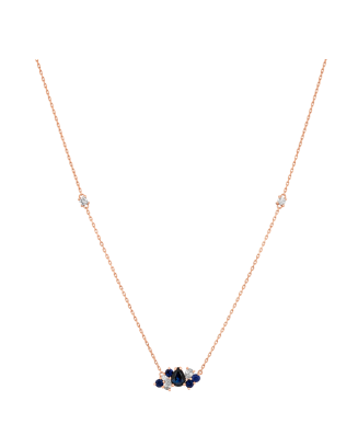 Colar Gooseberry Ouro Rosa, Safiras Azuis E Diamantes