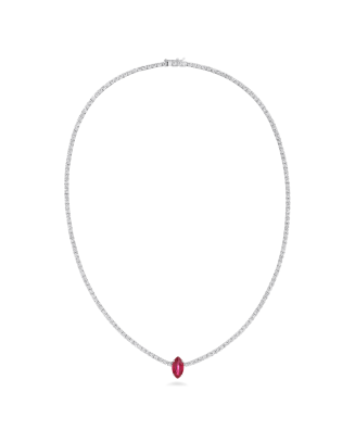 Colar Tennis Diamantes E Rubi