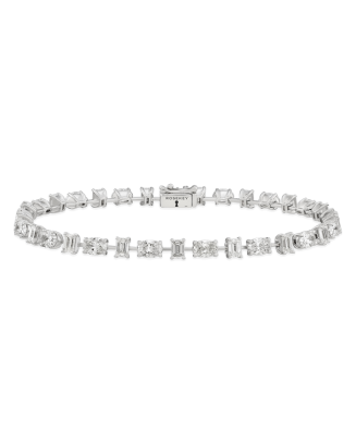 Pulseira Ouro Branco E Diamantes Lapidações Baguette E Oval