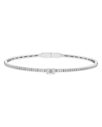 Pulseira Ouro Branco E Diamante Esmeralda