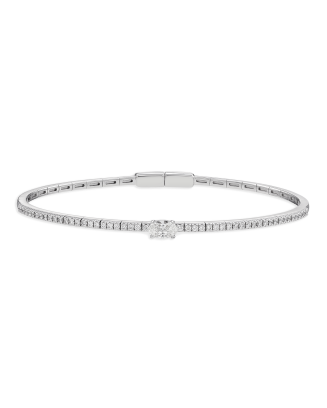 Pulseira Ouro Branco E Diamante Oval