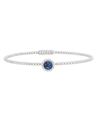 Pulseira Ouro Branco, Diamantes E Safiras Azuis
