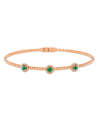 Pulseira Ouro Rosa, Esmeraldas E Diamantes