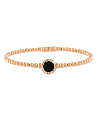 Pulseira Ouro Rosa, Ónix E Diamantes