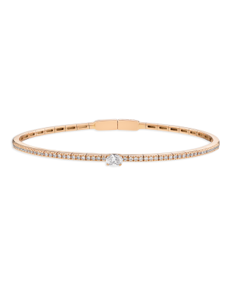 Pulseira Ouro Rosa E Diamante Oval