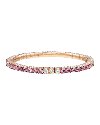 Pulseira Ouro Rosa, Diamantes E Safira Rosa