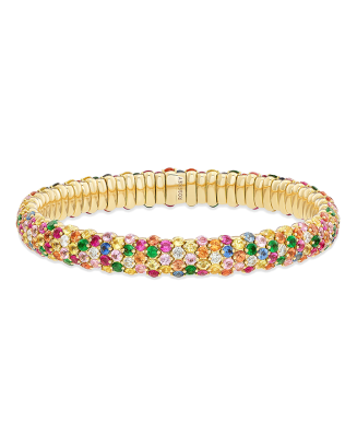 Pulseira Ouro Rosa Diamantes E Tsavorite