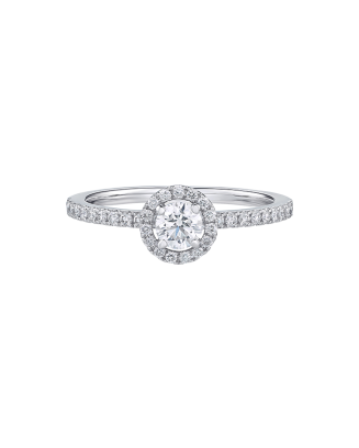 Anel Solit&aacute;rio Halo Ouro Branco 0.50ct