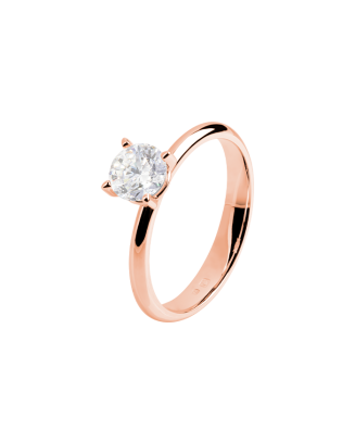 Anel Solit&aacute;rio True Love Ouro Rosa 0.15ct