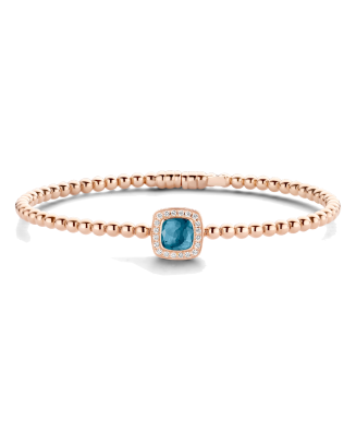 Pulseira Ouro Rosa, Topázio Azul e Diamantes