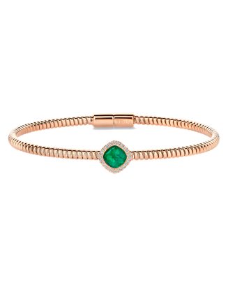 Pulseira Ouro Rosa, Esmeralda E Diamantes