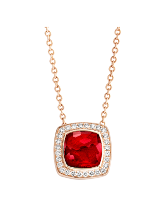 Colar Ouro Rosa, Rubi e Diamantes