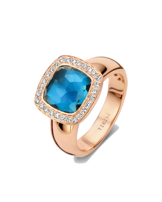 Anel Ouro Rosa, Diamantes e Topázio