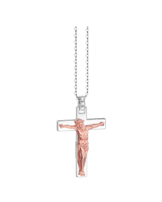Colar Cruz Ouro Branco, Ouro Rosa E Diamantes