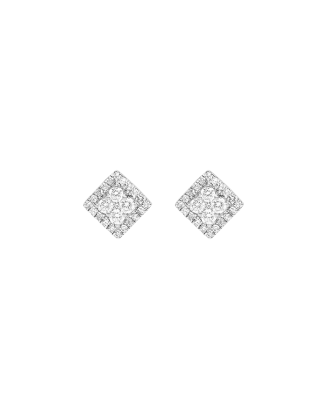 Brincos Ouro Branco e Diamantes